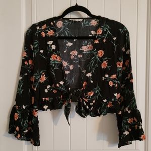 American Eagle Tie Front Floral Top